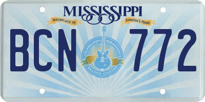 MS license plate BCN772