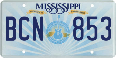 MS license plate BCN853