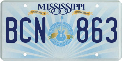 MS license plate BCN863