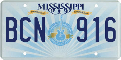 MS license plate BCN916
