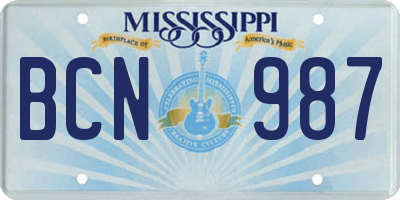 MS license plate BCN987