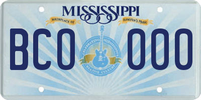 MS license plate BCO000