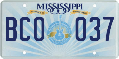 MS license plate BCO037