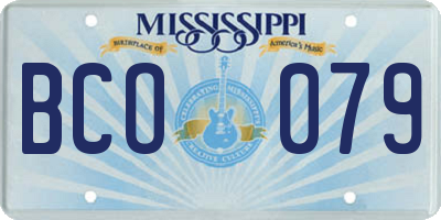 MS license plate BCO079