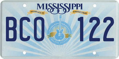 MS license plate BCO122