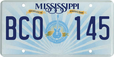 MS license plate BCO145