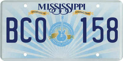 MS license plate BCO158