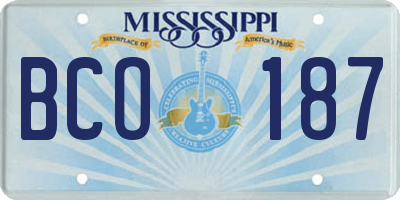 MS license plate BCO187