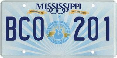 MS license plate BCO201