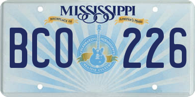 MS license plate BCO226