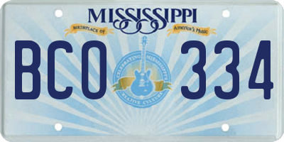 MS license plate BCO334