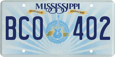 MS license plate BCO402