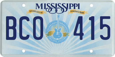 MS license plate BCO415