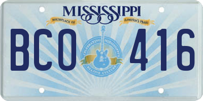 MS license plate BCO416