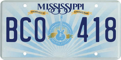 MS license plate BCO418