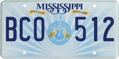 MS license plate BCO512