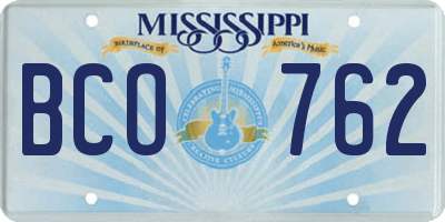 MS license plate BCO762