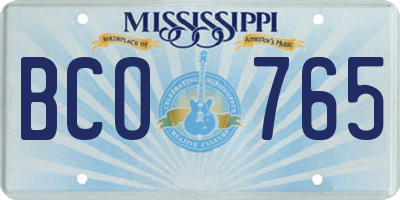 MS license plate BCO765