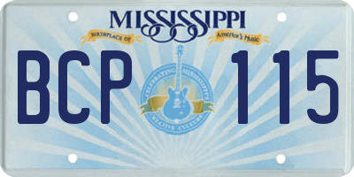 MS license plate BCP115