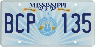 MS license plate BCP135