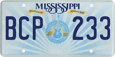 MS license plate BCP233