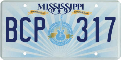 MS license plate BCP317