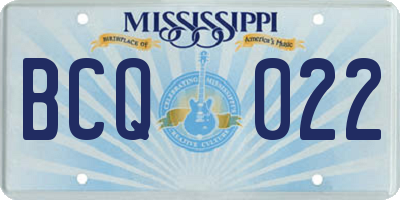 MS license plate BCQ022