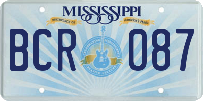 MS license plate BCR087