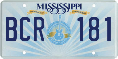 MS license plate BCR181