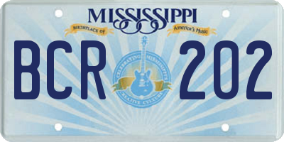 MS license plate BCR202