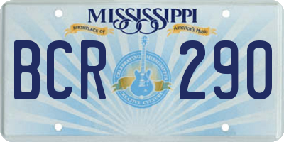 MS license plate BCR290
