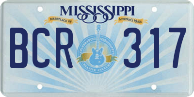 MS license plate BCR317
