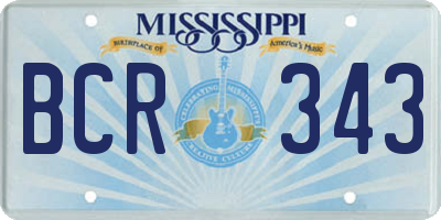MS license plate BCR343