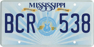 MS license plate BCR538