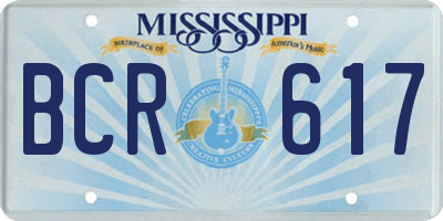 MS license plate BCR617