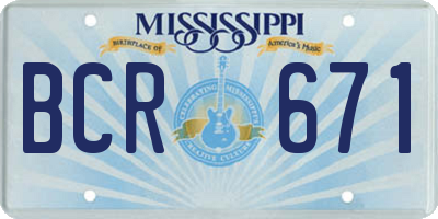 MS license plate BCR671