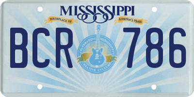 MS license plate BCR786