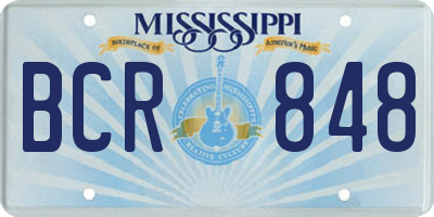 MS license plate BCR848