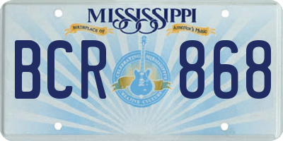 MS license plate BCR868