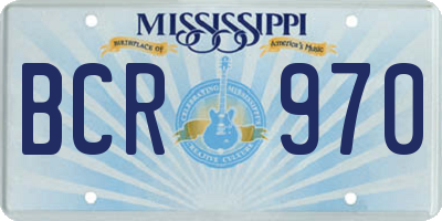 MS license plate BCR970
