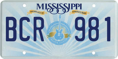 MS license plate BCR981