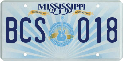 MS license plate BCS018