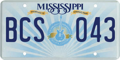 MS license plate BCS043