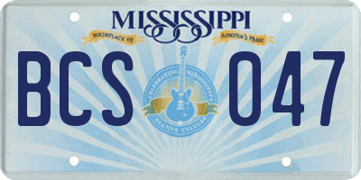 MS license plate BCS047