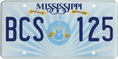 MS license plate BCS125
