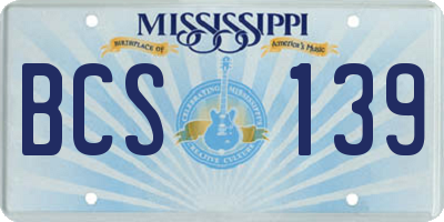 MS license plate BCS139
