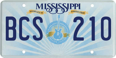 MS license plate BCS210