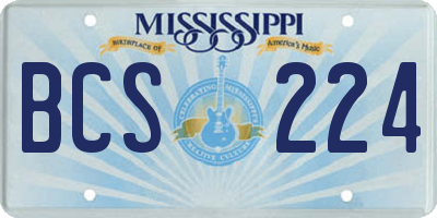 MS license plate BCS224