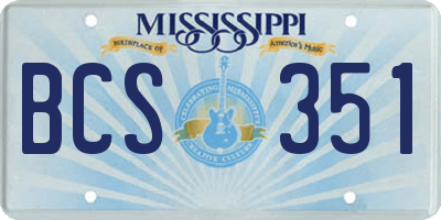 MS license plate BCS351
