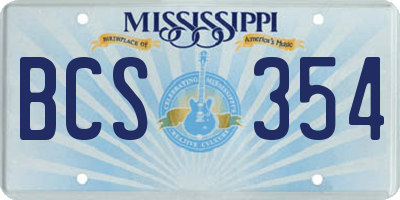MS license plate BCS354